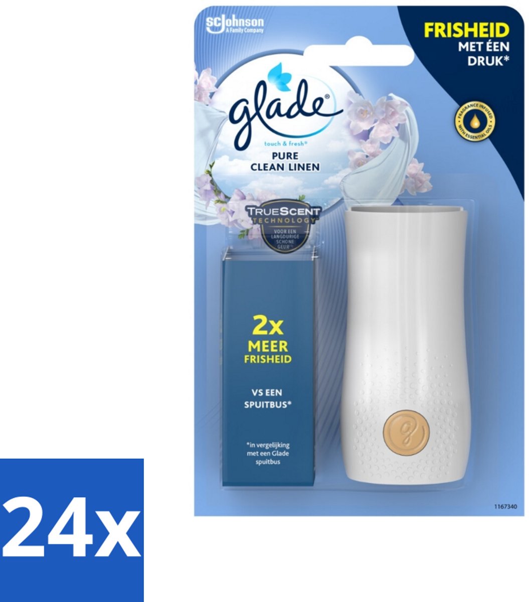 24 x Glade - Houder Touch & Fresh - Pure Clean Linen - 10 ml - Luchtverfrisser - Geur - Glade - Touch & Fresh - Pure Clean Linen