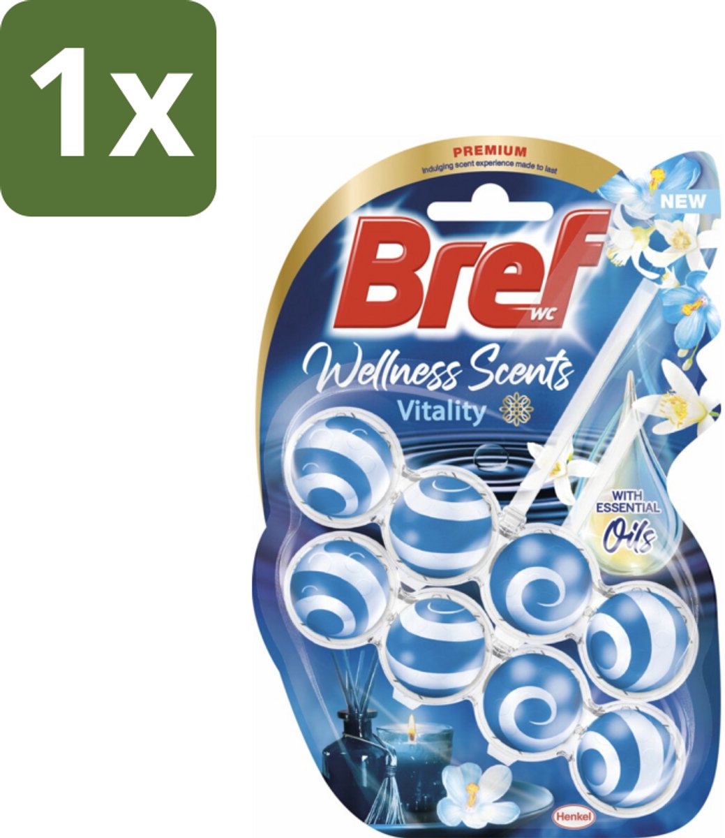 1 x Bref Wellness Scents Vitality - Toiletblok - Opwekkende Geur - 2 Toiletblokjes - Toiletblok - Wc-hanger - Reiniging - Geur - Wellness