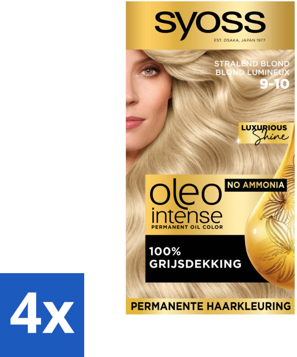 Syoss Oleo Intense - Haarverf - 9-10 - Stralend Blond - 115ml x 4