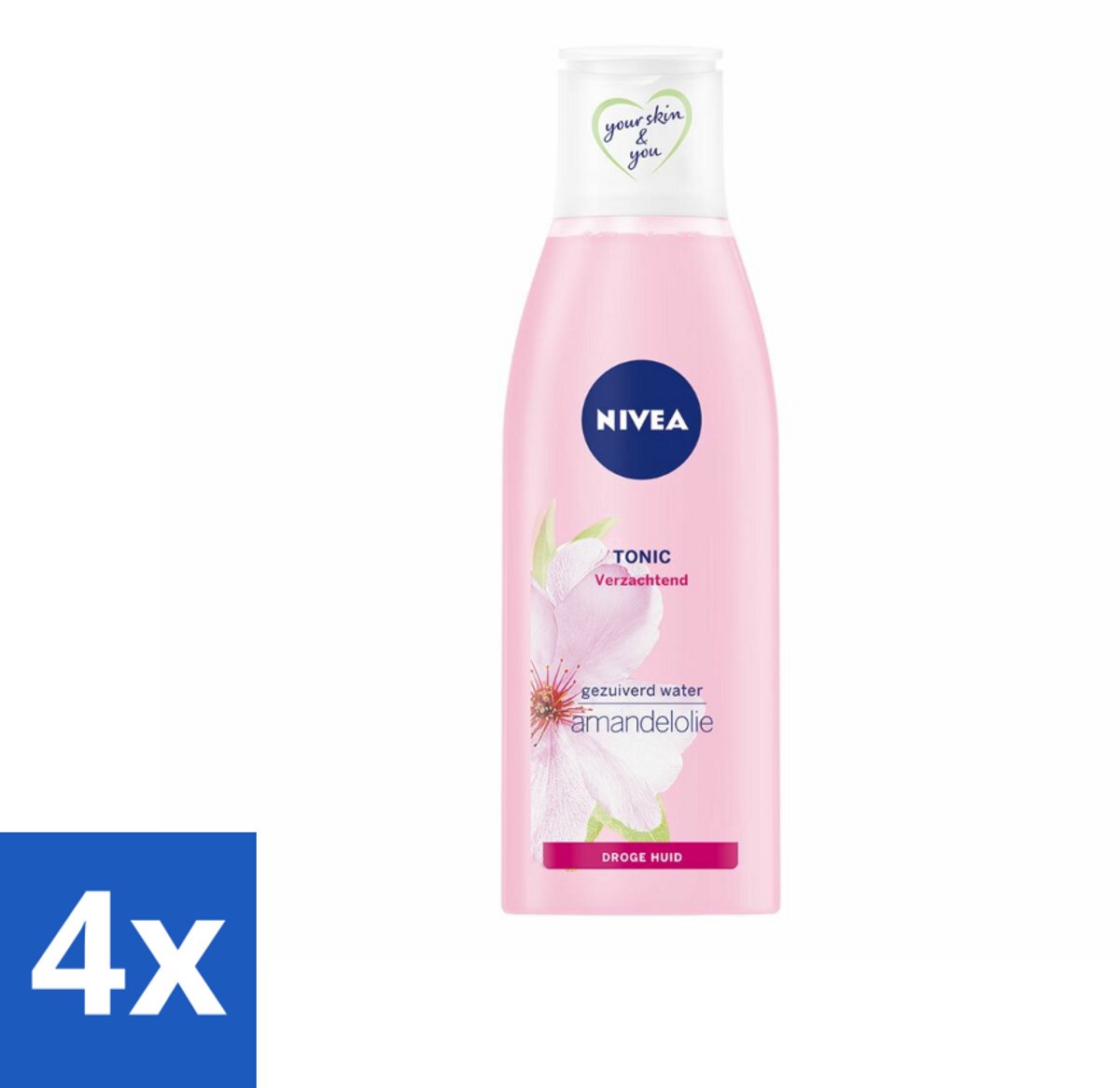 4 x NIVEA - Gezichtstonic - Essentials Verzachtende Tonic - Voor droge & gevoelige huid - Met Amandelolie & Hydramine - 200 ml - Gezichtswater - Toner - Droge Huid - Gevoelige Huid - NIVEA Essentials
