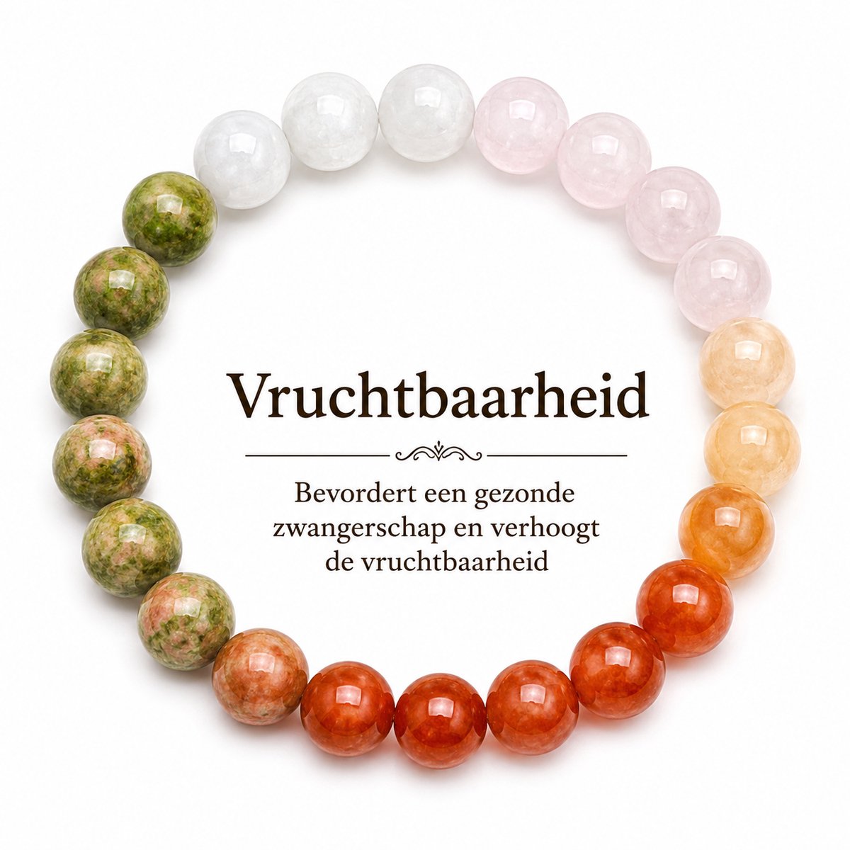 S4H- Vruchtbaarheid Armband – Edelstenen Armband voor Zwangerschap & Vruchtbaarheid – Unakiet, Rozenkwarts, Maansteen & Carneool
