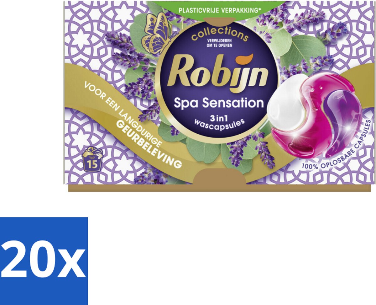 Robijn - 3-in-1 Spa Sensation - Wascapsules - 15 Wasbeurten - Bulkverpakking - 20 stuks