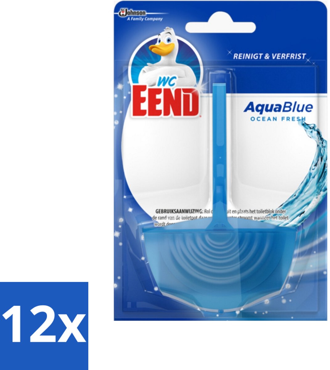 12 x WC Eend - Aqua Blue - Toiletblok - Kleurt Water Blauw & Verfrist - 40 gr - Toiletblok - Toilet Schoonmaken - Fris Toilet - Blauw Spoelwater - Wc Reiniging