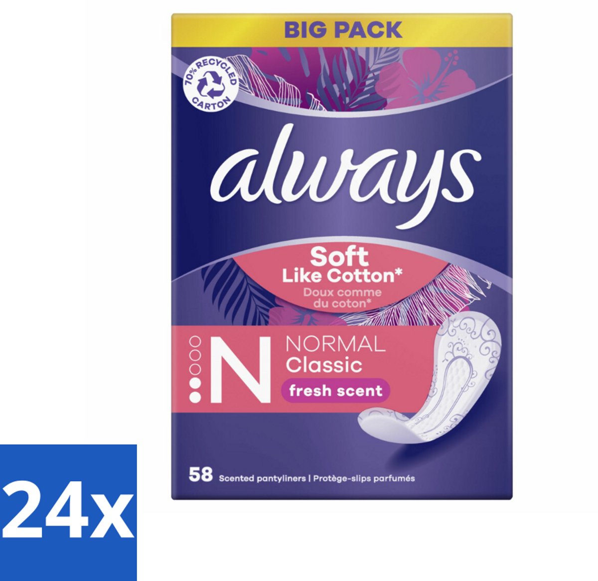 24 x Always - Inlegkruisjes - Normal - Fresh - Voordeelverpakking - Inlegkruisjes - Always Discreet - Frisheid - Incontinentie - Bescherming