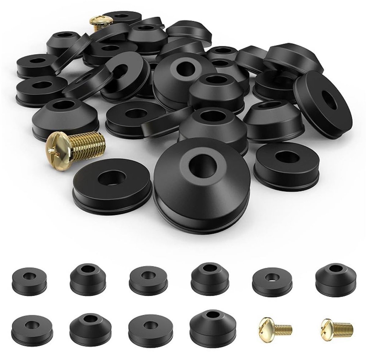 Washer set 58-delig - rubberen afdichtingen - 28 platte en 24 taps toelopende - ideaal voor kraanreparaties - ShopVlot