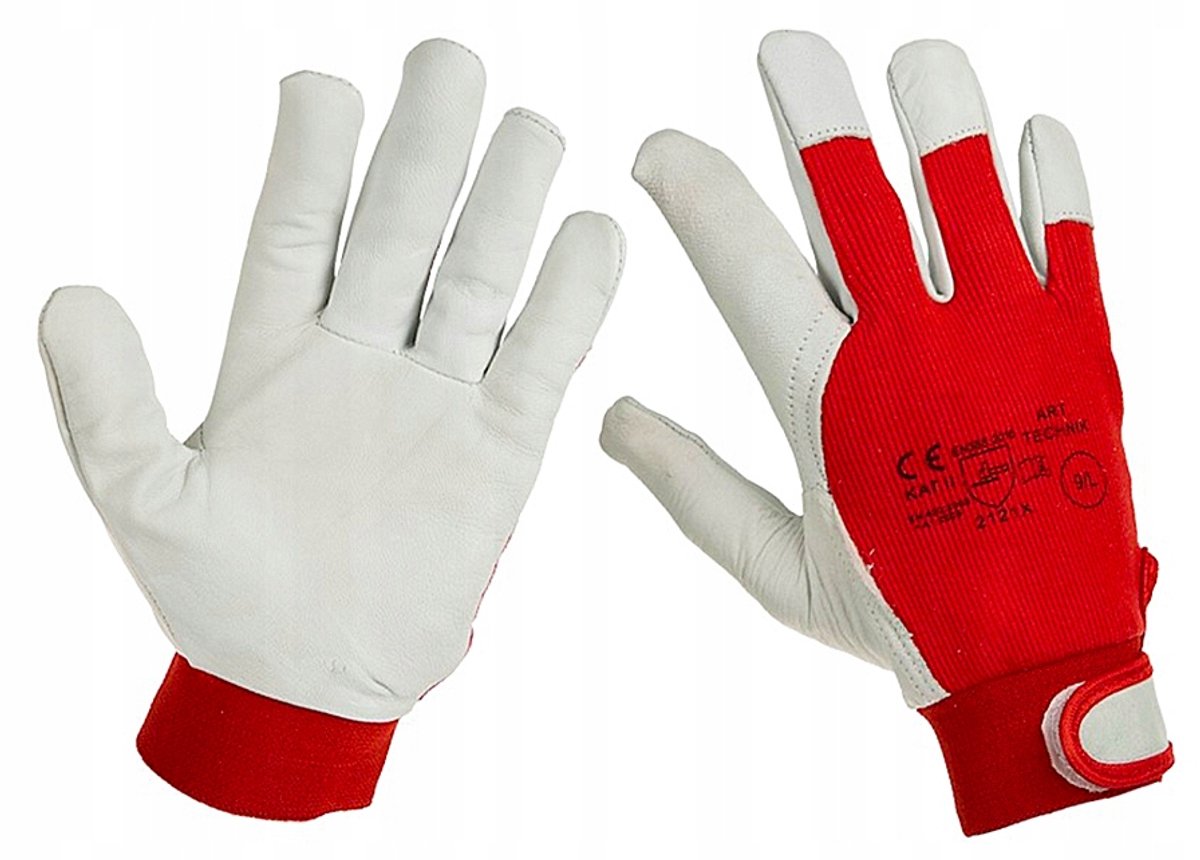 Werkplaats handschoenenschoenen geitenleer, rood, maat 11, klittenband