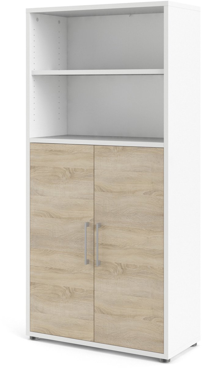 Giga Living Boekenkast Prima - Wit/Naturel - 90x185x45cm