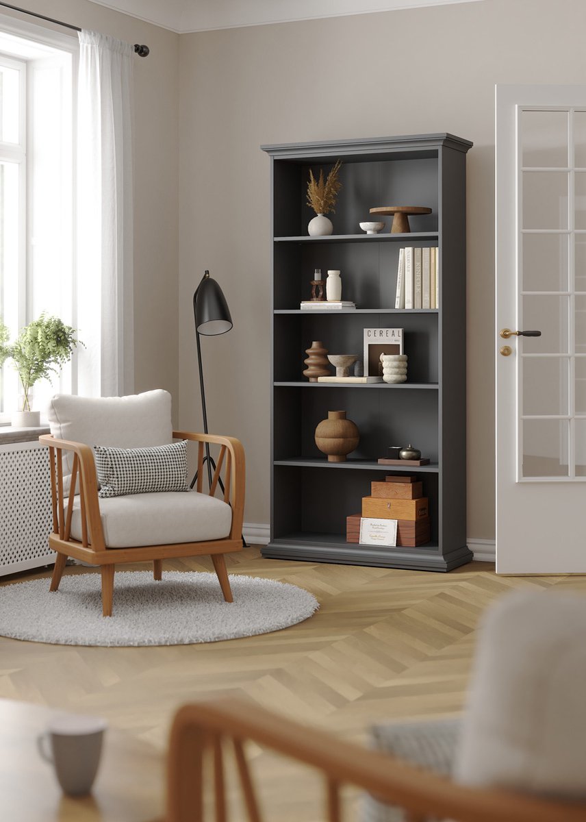 Giga Living Boekenkast Paris - Grijs - 100x200x35cm