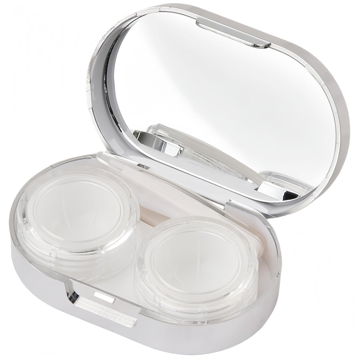 Contactlenzenetui compact - zilver - lekvrij - ideaal voor reizen - ShopVlot
