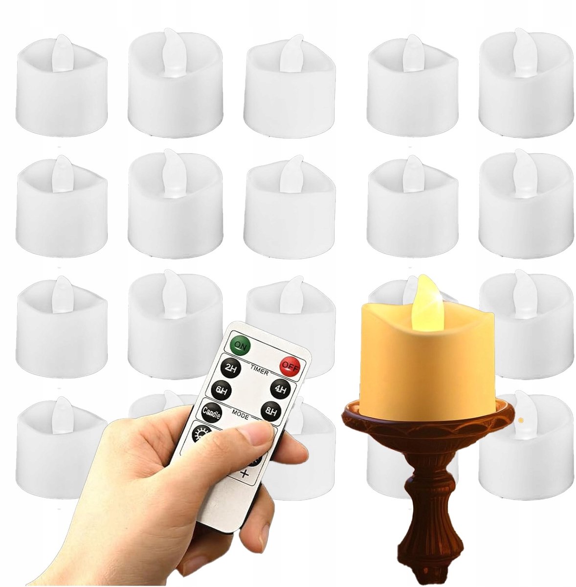 20 LED Theelichtjes met Afstandsbediening en Timer - Veilige Decoratie