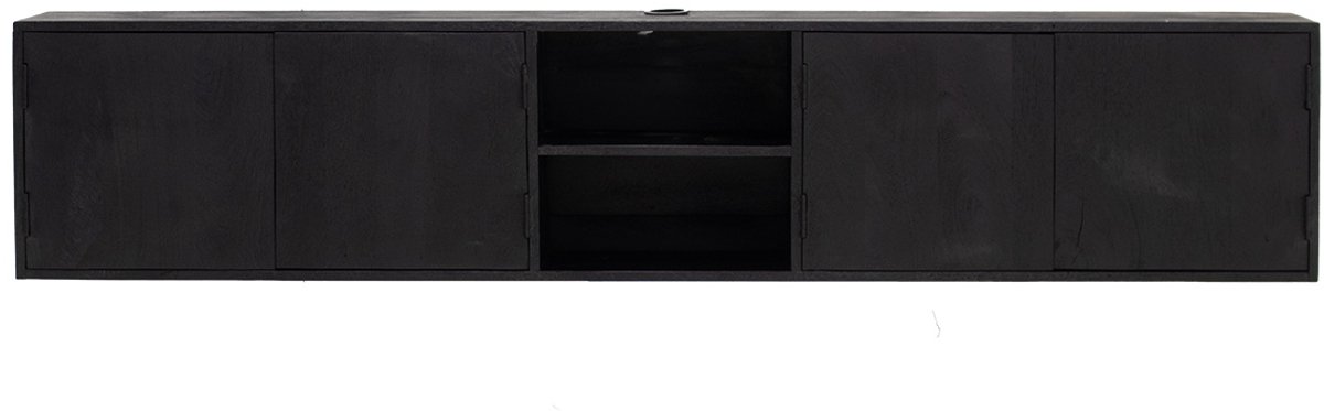 Giga Meubel Tv-meubel Zen - Zwart Mangohout - 200x30x40cm