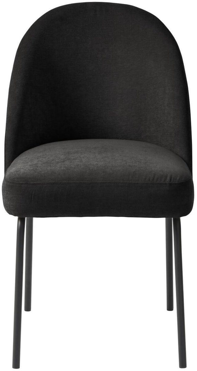 Eetkamerstoel Zwart Chenille - 57x48,5x83,5cm - Scandinavisch - Set van 2