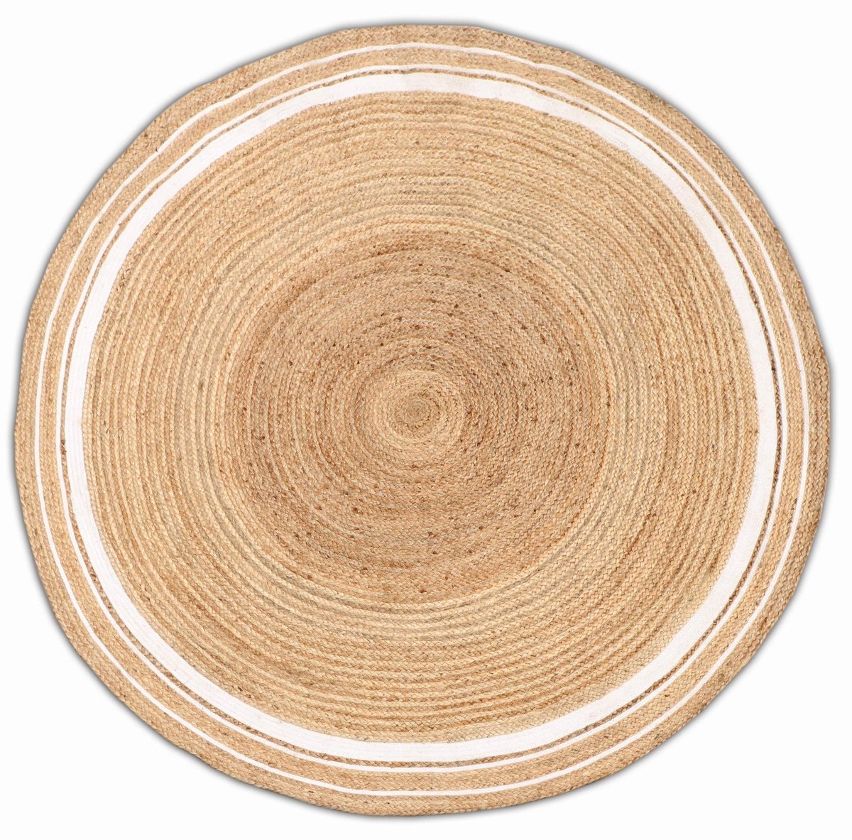 Vloerkleed Rond 200cm Jute - Naturel/Wit - Kleed Jaipur Klassiek - Giga Living