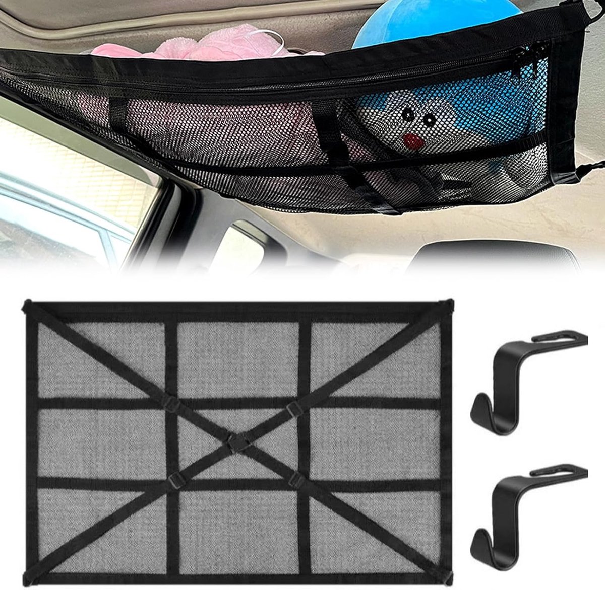 Bagagenet voor auto - Dubbele laag - Nylon materiaal - Organisator voor bagage op dak - ShopVlot
