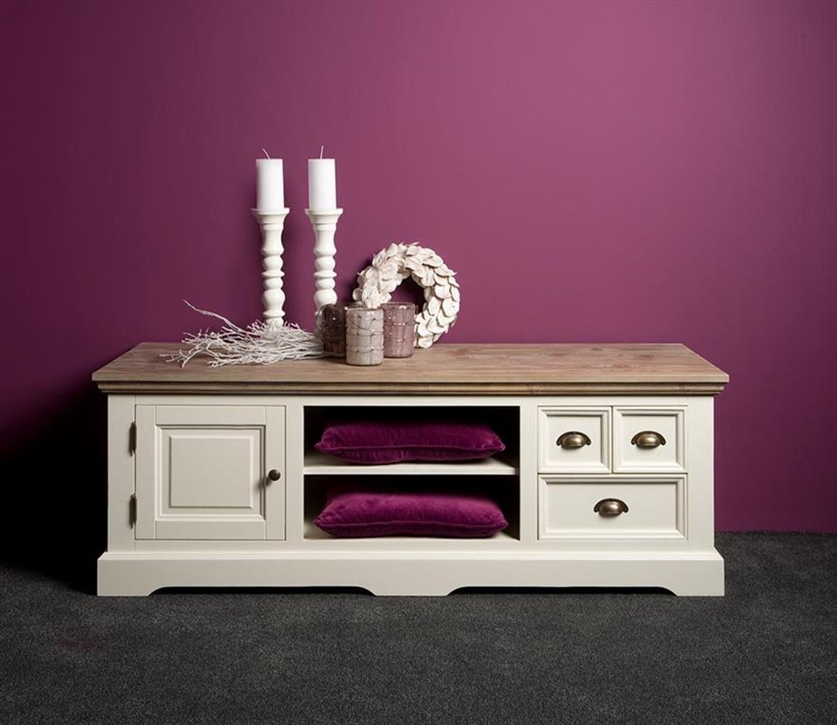 Tower Living Tv-meubel Fleur - Wit Hout - 145x50x54cm