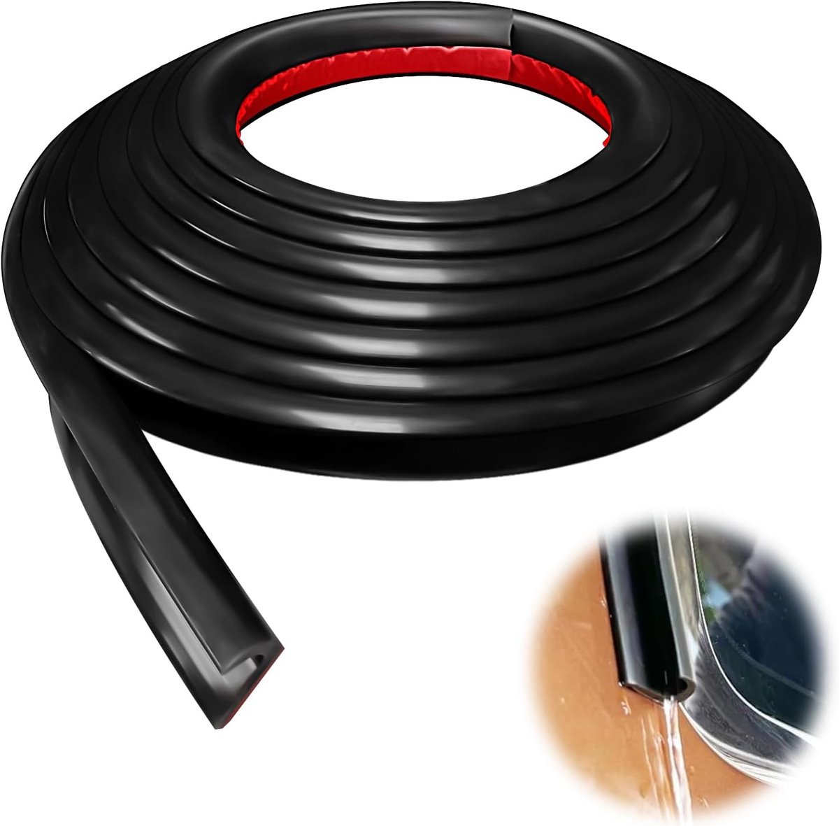 Regenafvoer zwart 5 m - hoge kwaliteit siliconenrubber - flexibele installatie - beschermt uw voertuig - ShopVlot