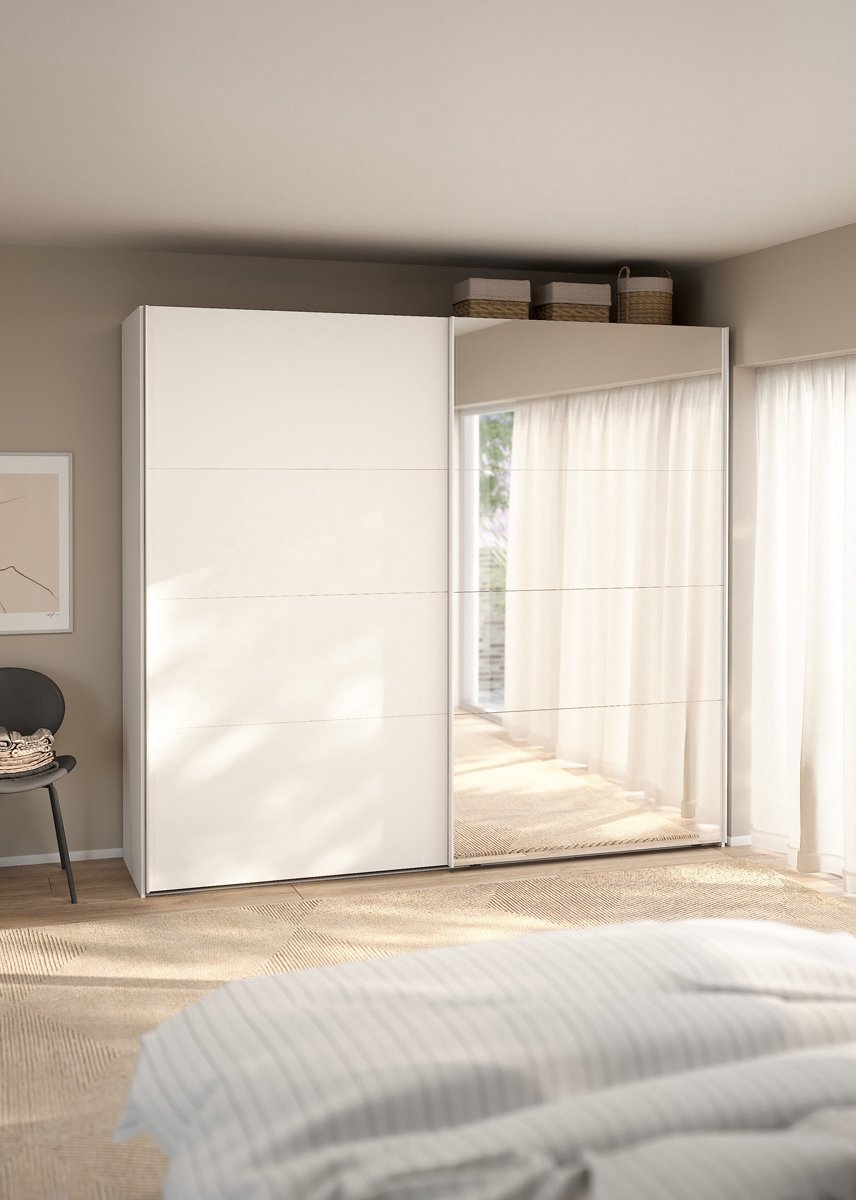 Giga Living Kledingkast Catania - Wit - Incl. Spiegel - 244x67x220cm