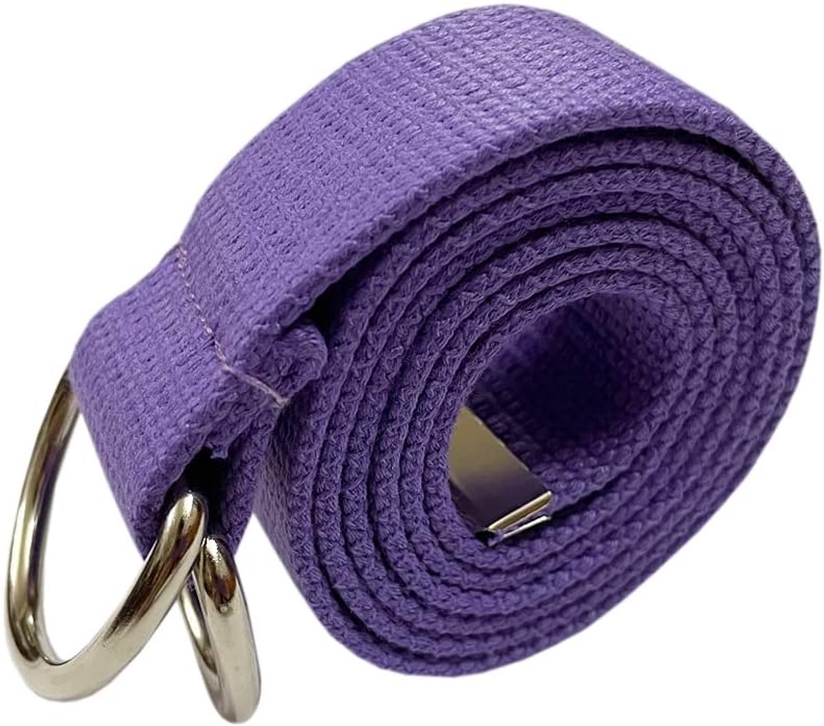 gevlochten canvas riem 113cm - uniseks - dubbele zilver metalen D-ring gesp - trendy accessoire - ShopVlot