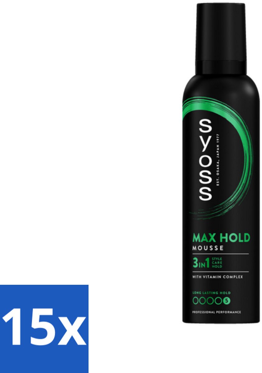 15 x Syoss - Max Hold - Haarmousse - Ultra Sterke Hold - 250 ml - Haarversterking - Haarfixatie - Haarverzorging - Haarstructuur - Styling