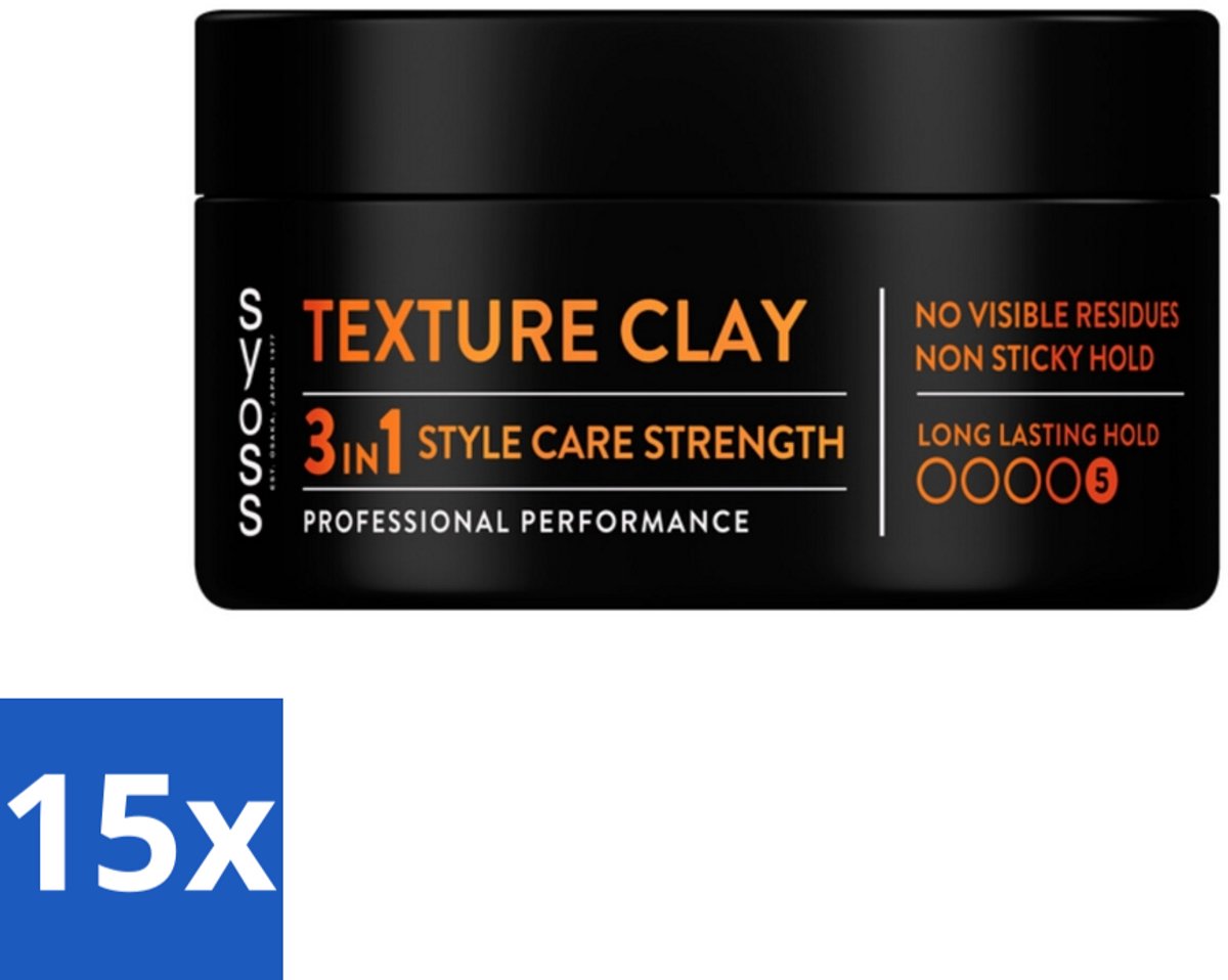 15 x SYOSS - Texture Clay - Verzorging - Langdurige Styling - 100ml - Haartypen - Haarstyling - Texture Clay - Matte Finish - Haar Verzorging