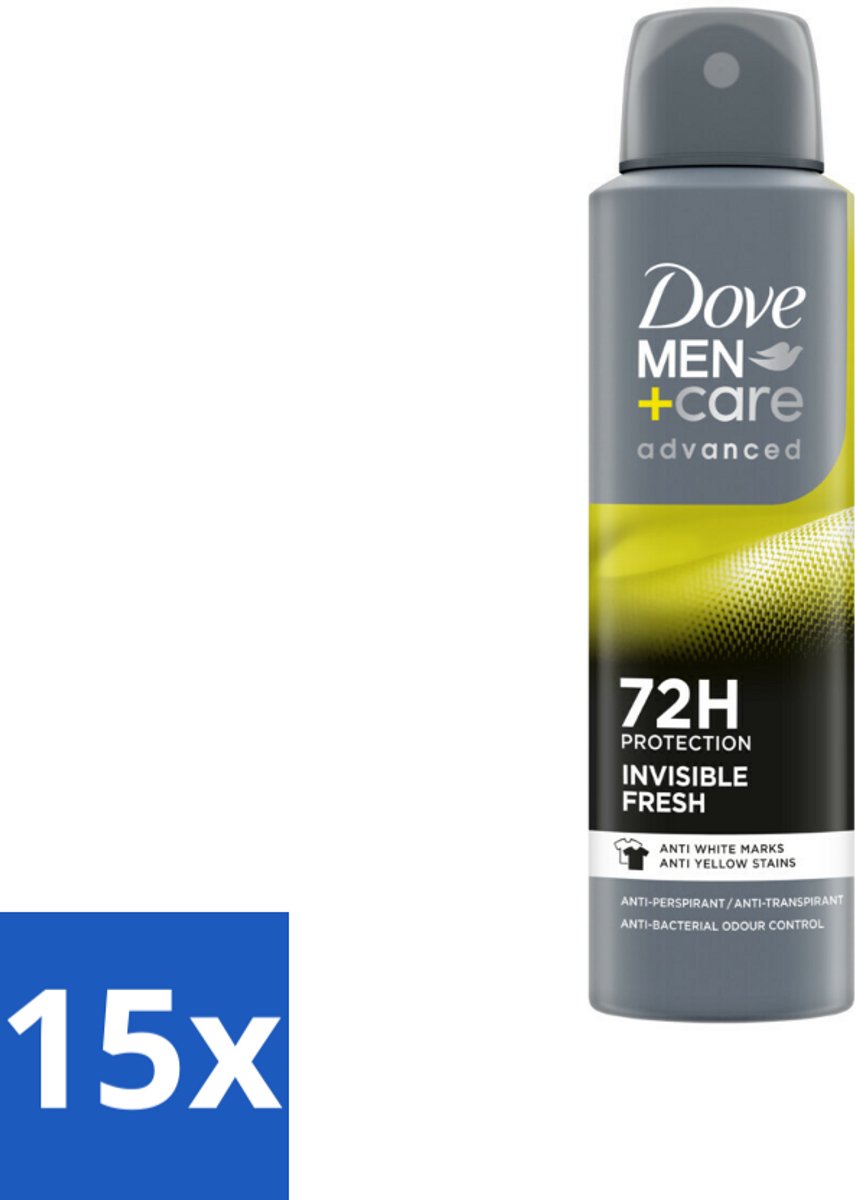 15 x Dove Men+Care Deodorant Spray - Invisible Fresh - 150 ml - Deodorant Spray - Zweetvermindering - Huidverzorging - Anti-transpirant - Witte Strepen