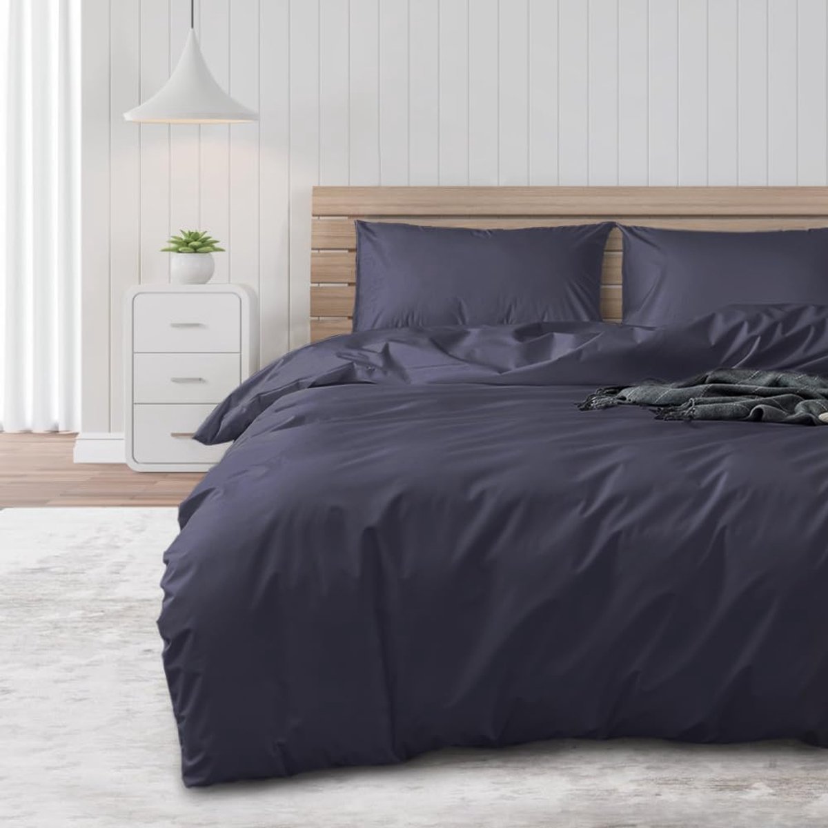 Dekbedovertrek 200 x 200 cm - donkermarineblauw - 100% waterdicht - hypoallergene bescherming voor huisdieren - ShopVlot
