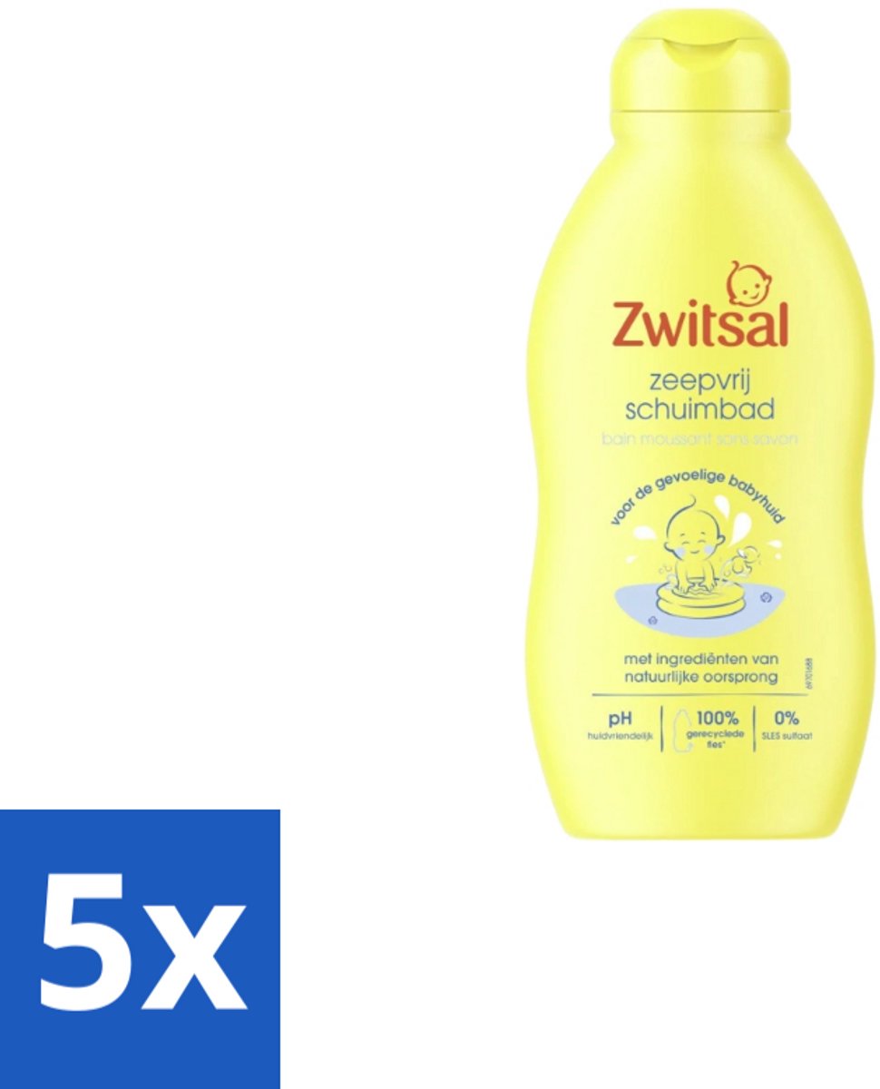 5 x Zwitsal - Zeepvrij Schuimbad - Voor een Zachte Babyhuid - 200 ml - Babyhuid Verzorging - Zeepvrij Schuimbad - Schuimbad Voor Baby - Mild Badschuim - Huidvriendelijk Schuimbad