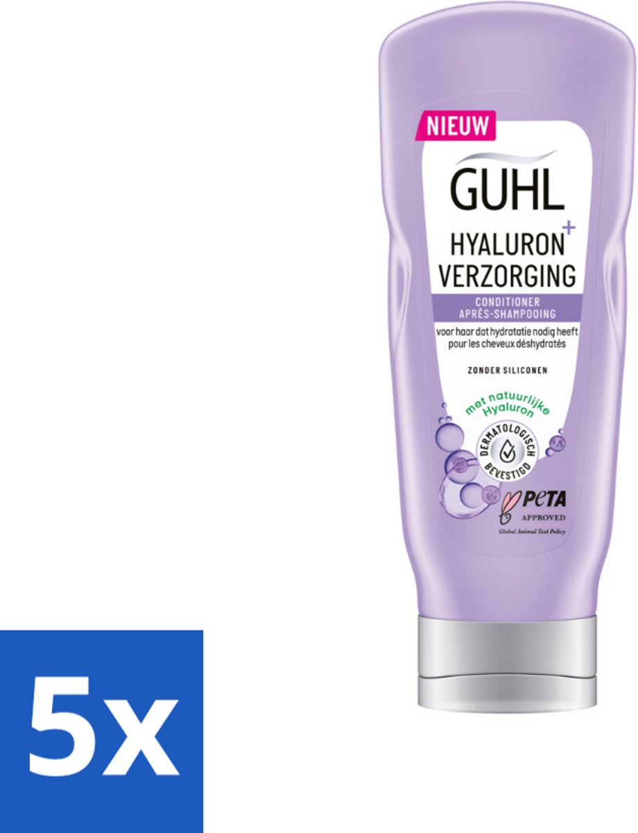 5 x Guhl - Conditioner - Hyaluron+ Verzorging - 200 ml - Haarhydratatie - Hyaluron - Droog Haar - Dorstig Haar - Gezond Haar