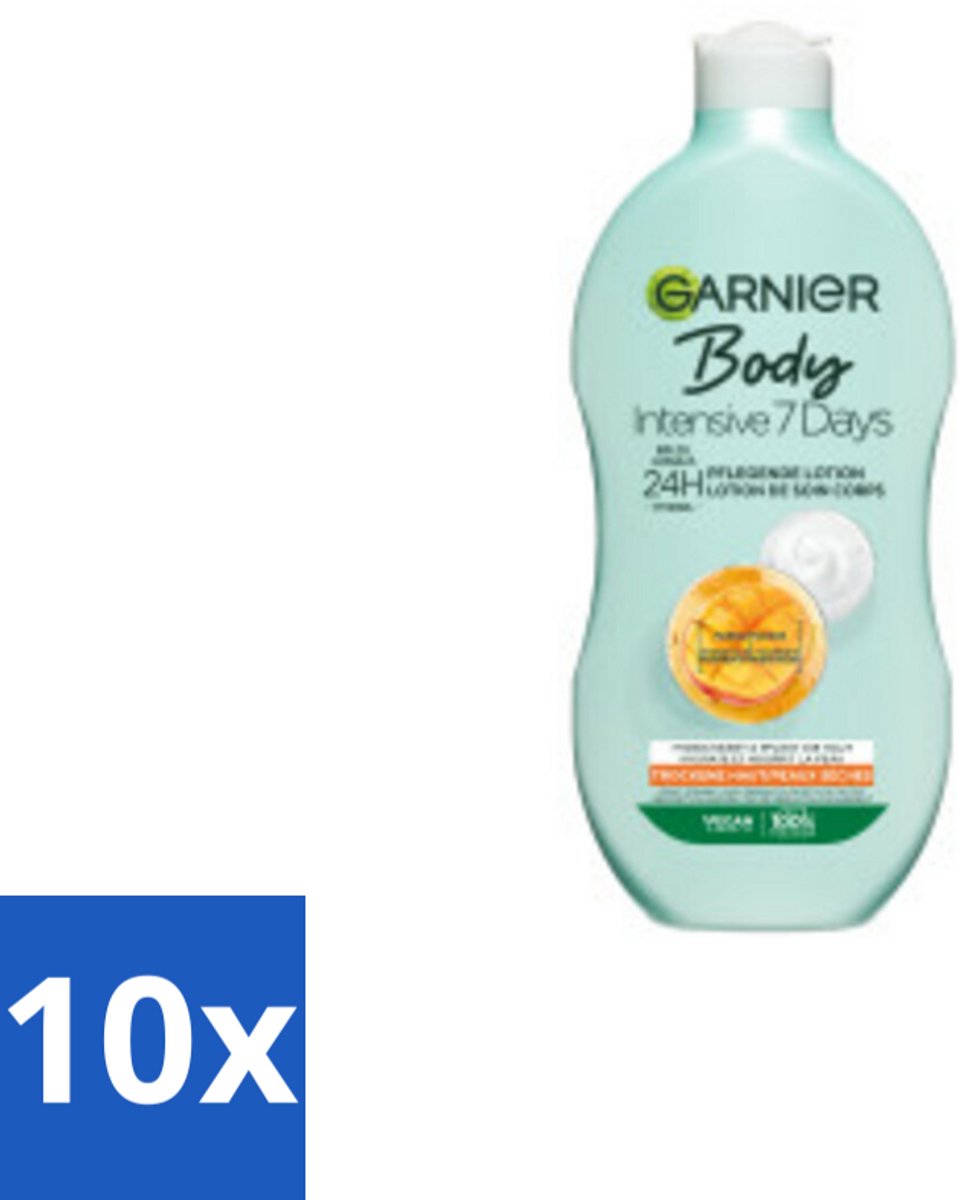 10 x Garnier - Body - Bodylotion - Intensive 7 Days - Verzorgend - Mango-extract & Probiotica - 400 ml - Bodylotion - Droge Huid - Mango Extract - Probiotica - Hydratatie