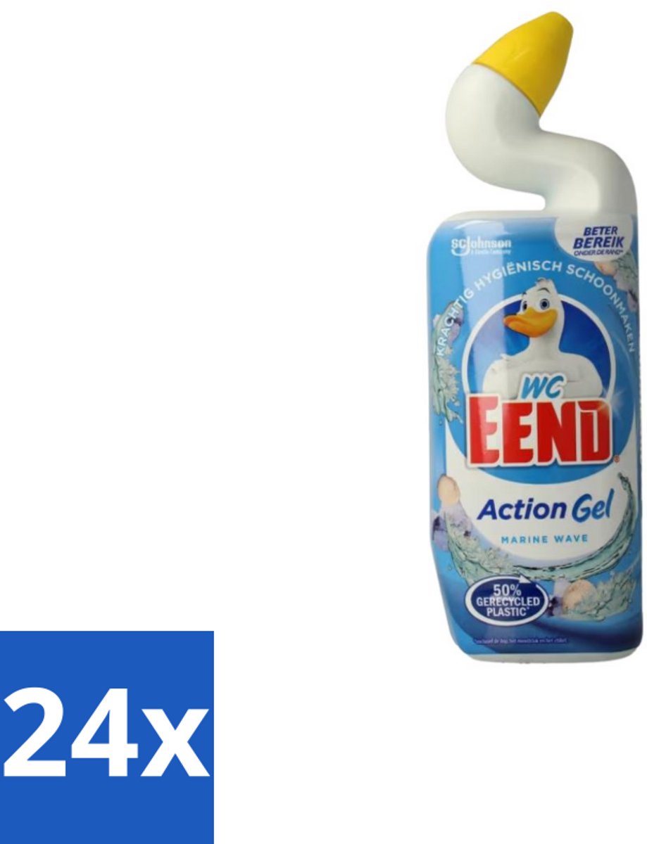 24 x WC Eend - Action Gel Marine Wave - Toiletreiniger - Zeegeur & Diepe Reiniging - 750 ml - Toilet Schoonmaak - Toilet Reiniger - Wc Reiniger - Wc Gel - Zeelucht Geur