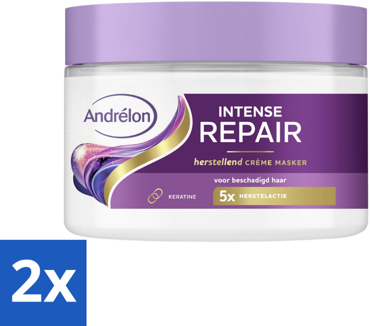 2 x Andrélon – Crème Haarmasker – Intense Repair – 300 ml - Haarkracht - Haarherstel - Keratine - Beschadigd Haar - Haarverzorging