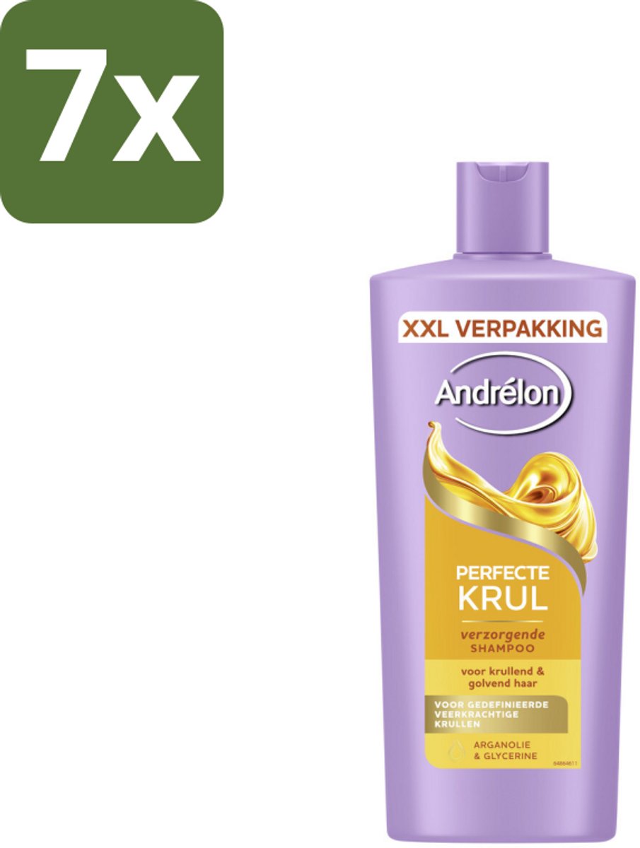 7 x Andrélon – Shampoo – Perfecte Krul – 685 ml - Krullend Haar - Pluisvrije Krullen - Gedefinieerde Krullen - Veerkrachtig Haar - Arganolie
