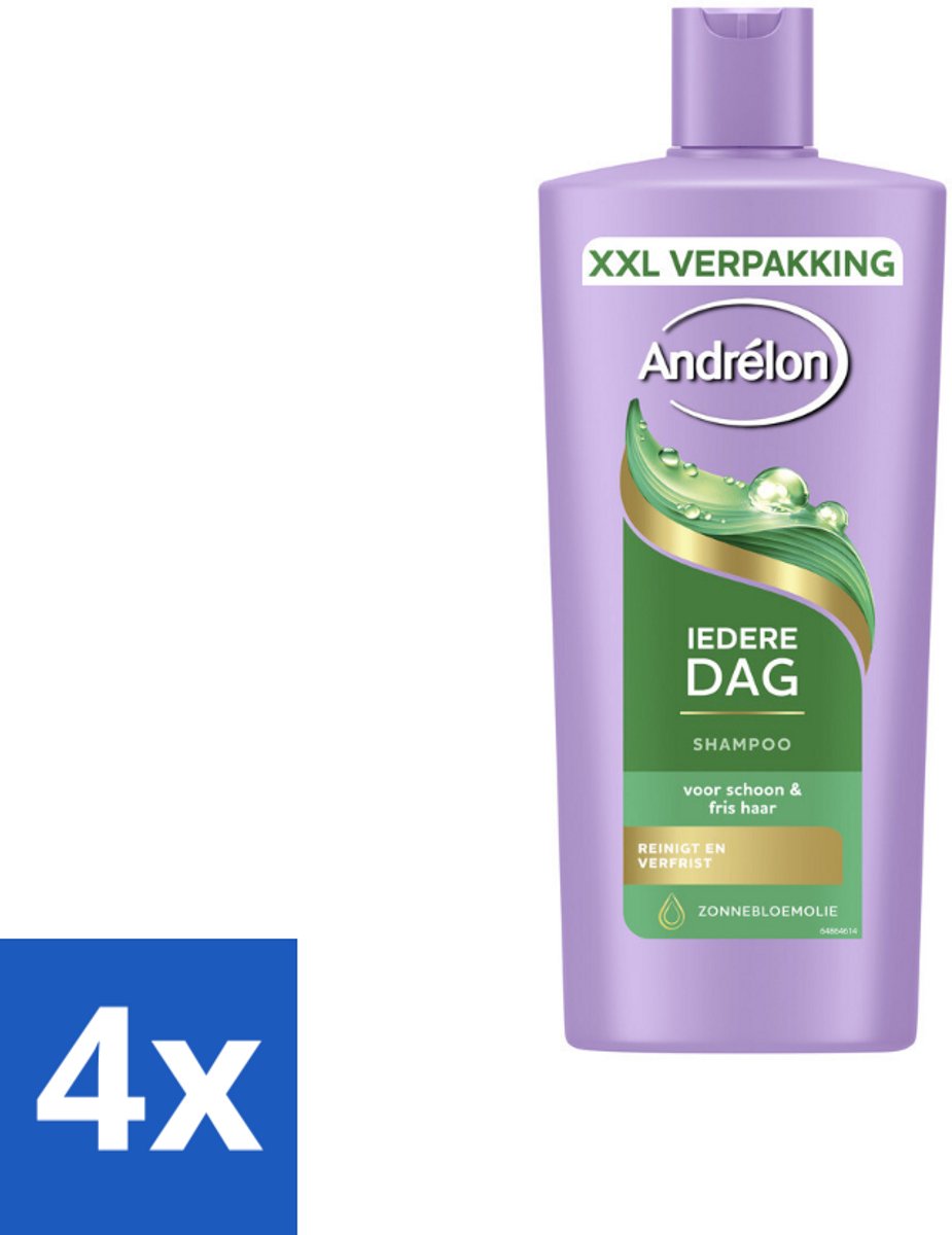 4 x Andrélon – Shampoo – Iedere Dag – 685 ml - Dagelijks Haarwassen - Zachte Shampoo - Frisse Haarreiniging - Zonnebloemolie - Haarverzorging