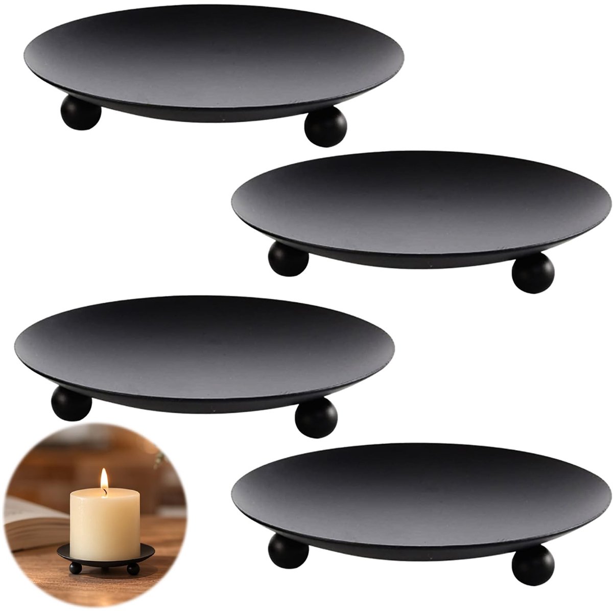 Solidchoice - Set van 4 Zwarte Kandelaar Coasters