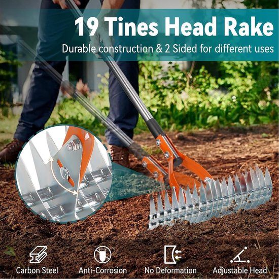 Solidchoice - Gazonrieten Hark 170 cm - Heavy Duty 21 Roestvrijstalen Verticuteermachine van Solidchoice — afbeelding 5
