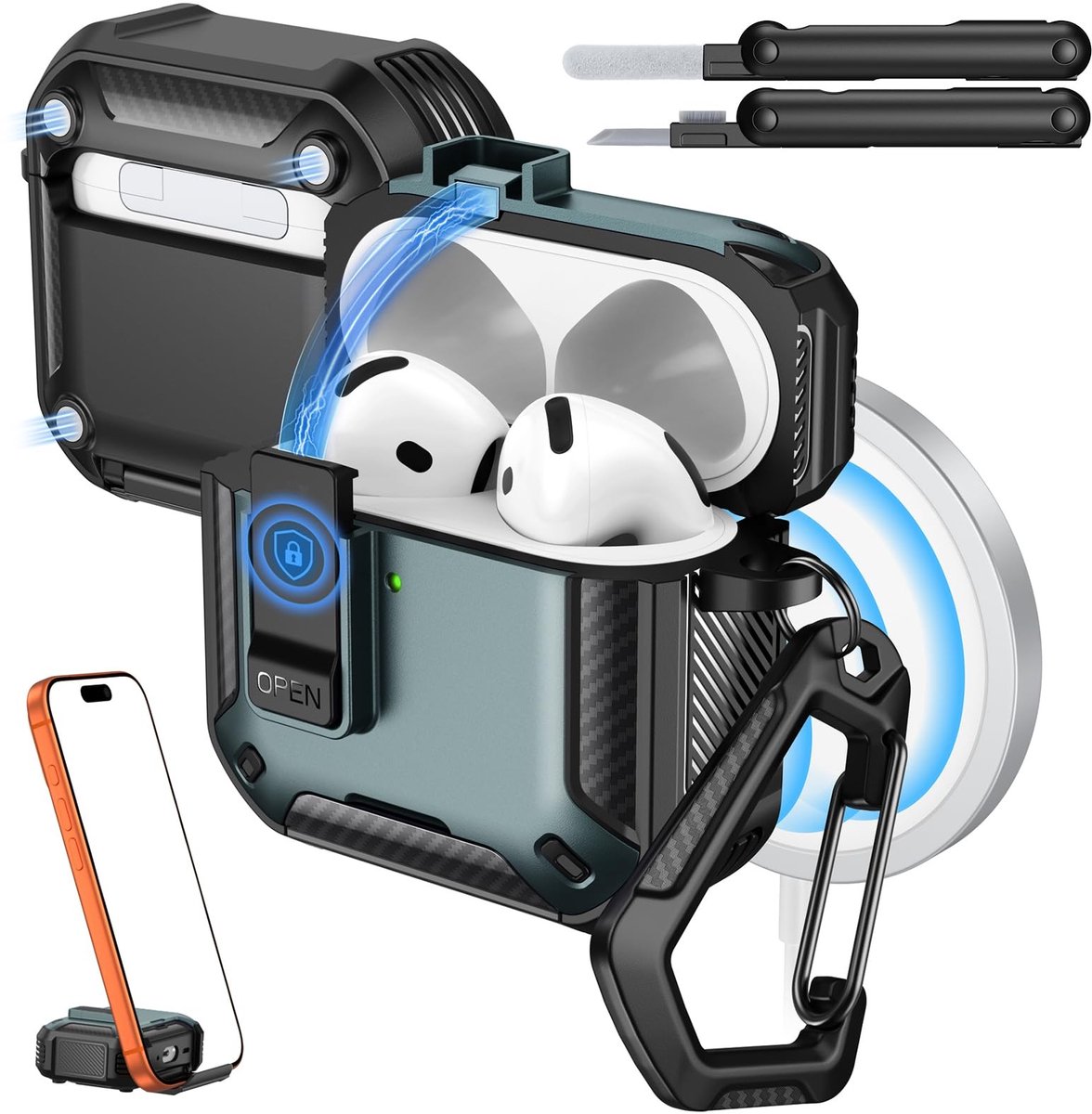Solidchoice - Beschermcase voor AirPods 4 met MagSafe en Auto Pop-up