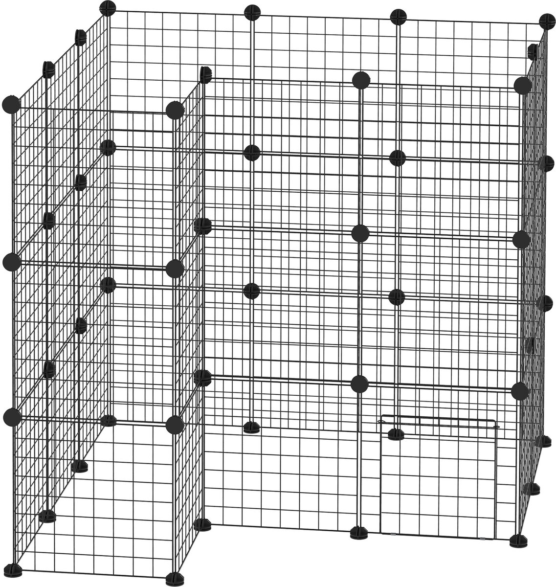 Kooi - 143x71x73 cm - 2 niveaus - verstelbaar - Zwarte staaldraad