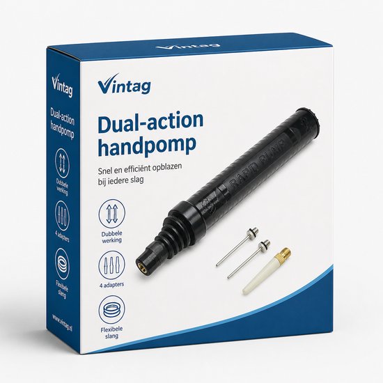 Dual-Action Handpomp met 4 Adapters - Fietspomp en Ballenpomp - Zwart — afbeelding 4