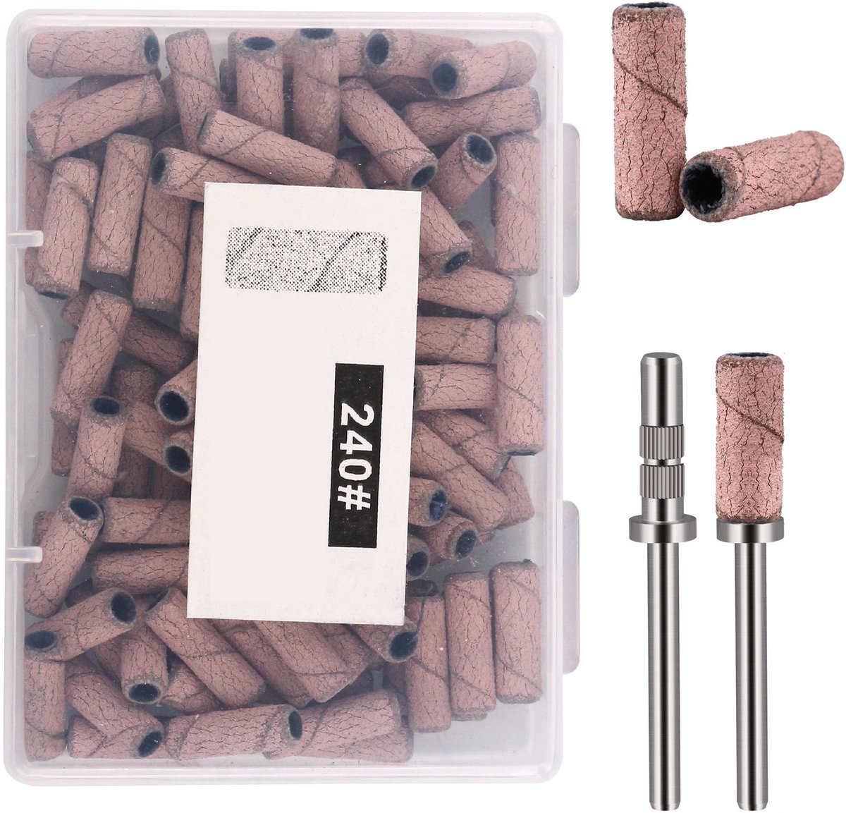 Schuurbandjes voor nagels (100 stuks) — Korrel 240 — Professioneel bitje voor nagelfrees — Geschikt voor het nauwkeurig vijlen van de nagelrand, in model brengen en nagelriemverzorging — Ideaal voor gebruik in de salon of thuis.