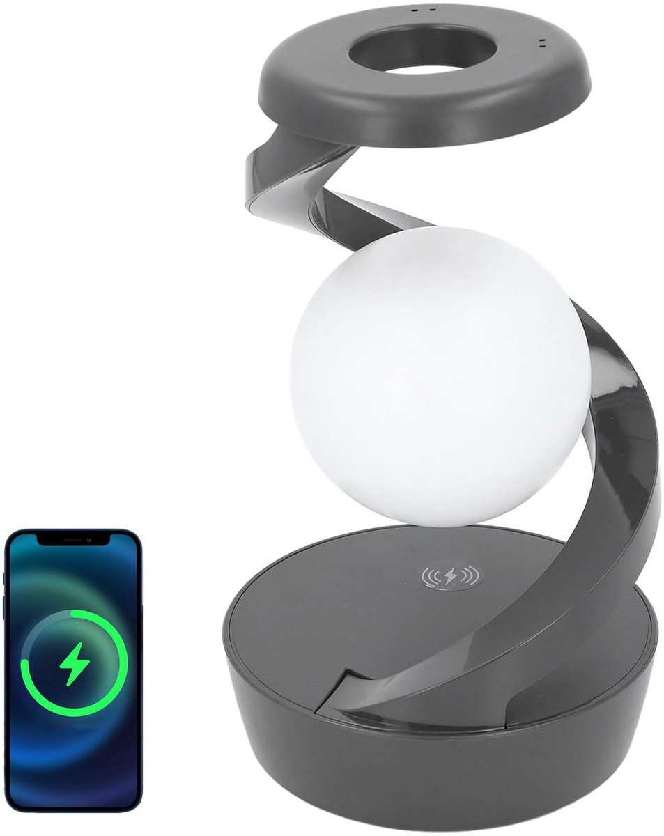 Namajunas - Nachtlampje - Met draadloos opladen - Het licht bedienen met de handpalm - RGB-kleur licht - Draait niet tijdens het draadloos opladen - Zwevend draaiend lamp - Sfeer verlichting - Slaapkamer decoratie - Perfect cadeau - Oplader
