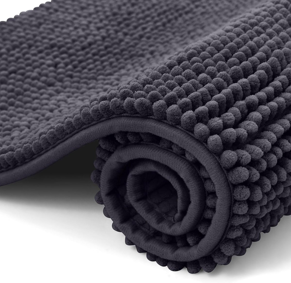 Chenille badmat antislip badkamertapijt - 50 x 80 cm - Wasbare badmat - badmat - absorberend - douchemat - badkamerdecoratie - donkergrijs
