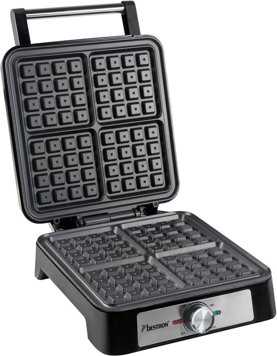 Bestron Wafelijzer ASW1600S - 4 Wafels per Bakbeurt - Instelbare Thermostaat - Antiaanbaklaag - 1600 W van Bestron — afbeelding 2