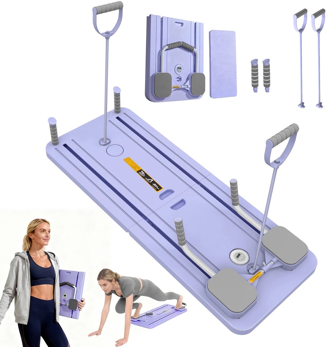 DayeLabel Buikspier set - Buikspiertrainers - Trainingsapparatuur voor thuis - Pilates board - Fitness - Push up bord - Paars