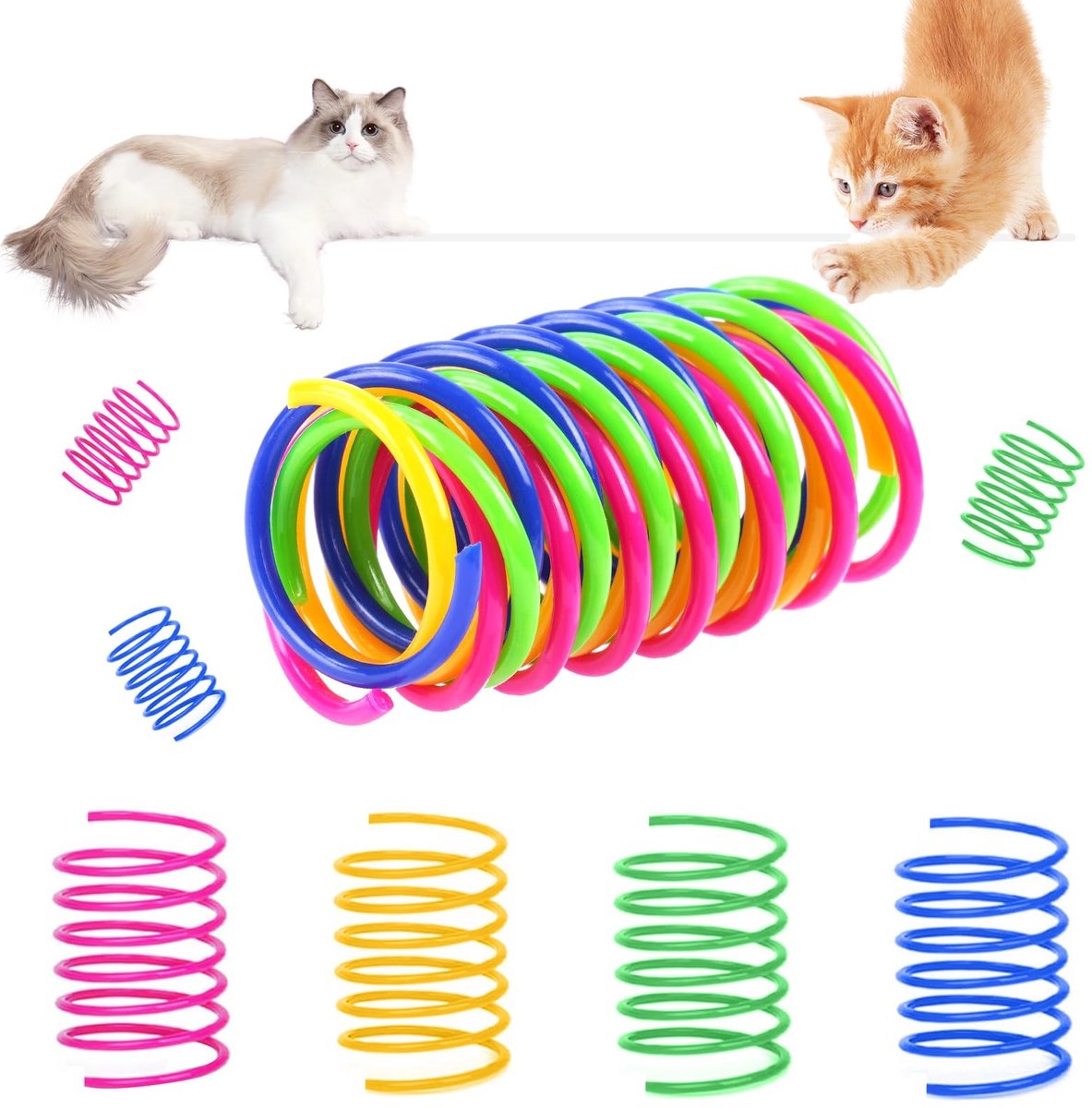 Solidchoice - 108 Stuks Kattenspeelgoed Spiraalveren voor Actieve Katten