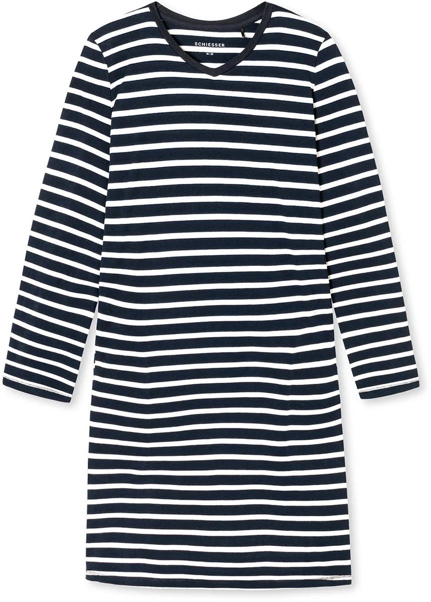 Schiesser Dames Nachthemd Casual Essentials lange mouw - nachtblauw