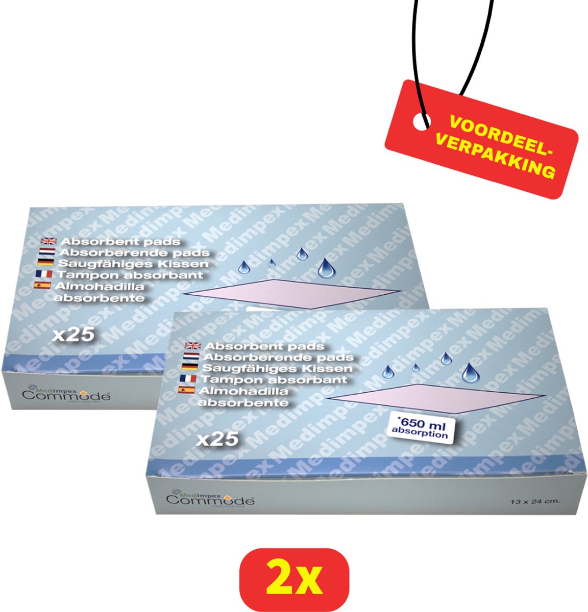 Absorberende pads tbv Commodeliner - 2x 25 stuks - Voordeelverpakking!