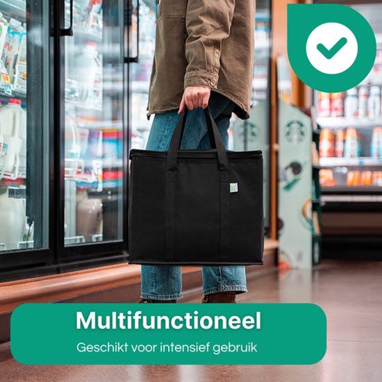 1 stuk - isolatie tas - verdikte niet-geweven stof - aluminiumfolie taart isolatie tas - parel katoen hand isolatie tas - picknick - 30L - zwart — afbeelding 4
