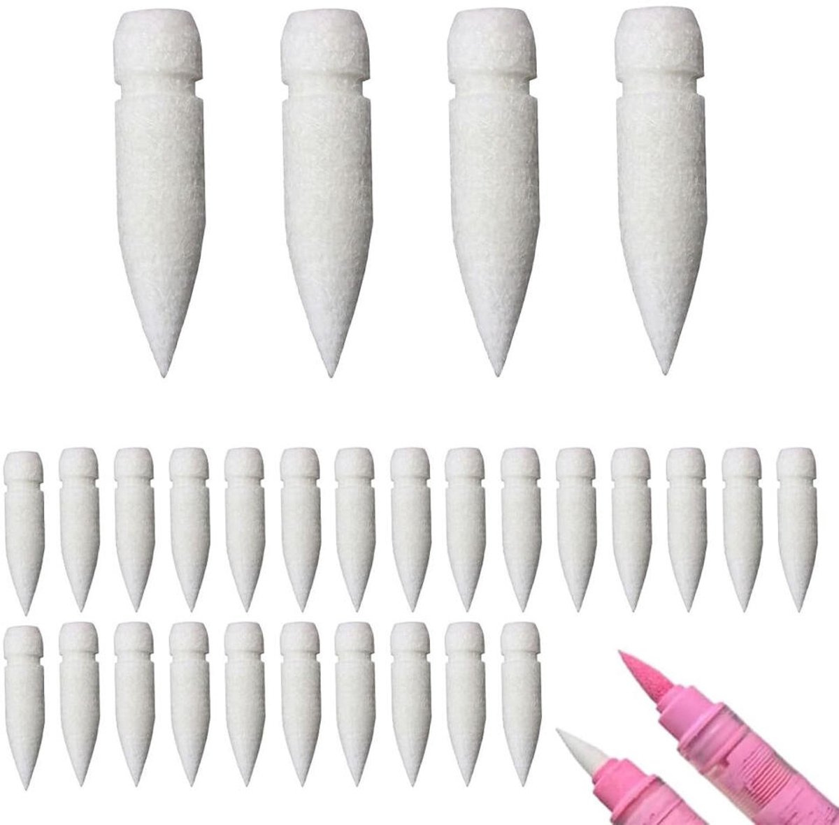 Vervangende punten voor markers - 40 stuks - Marker Punten - 1-4 mm - Vervangende Stiften - Nylon - Vervangingsset voor softtip - voor acrylmarkers, tekenen en DIY