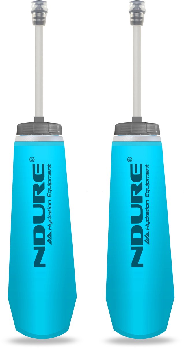 NDURE Soft Flask 500 PRO 2-Pack met Drink Straw – Handsfree Drinkfles voor Hardlopen, Trailrunning & Hiken – 2 x 500 ml – BPA-vrij