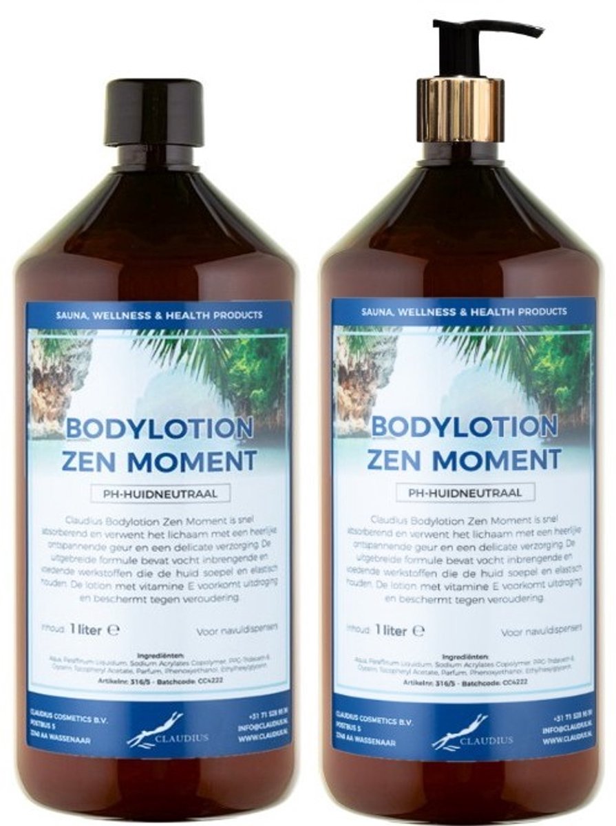 Bodylotion Zen Moment 1 Liter - met gouden pomp - set van 2 stuks